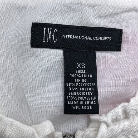 INC Jacket Women XSmall‎ White Pink Floral Embroidery Linen Zip Blouson Casual - Picture 5 of 11